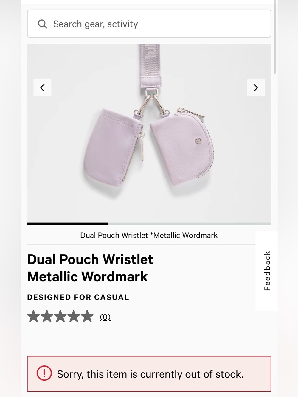 Lululemon NWT Lilac Ether Dual Pouch Wristlet Metallic Wordmark OS - Picture 2 of 9